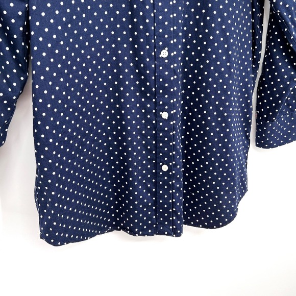 Ralph Lauren Chaps Womens Sz Small Non Iron Navy Blue Paisley Blouse Shirt Top - Picture 4 of 7